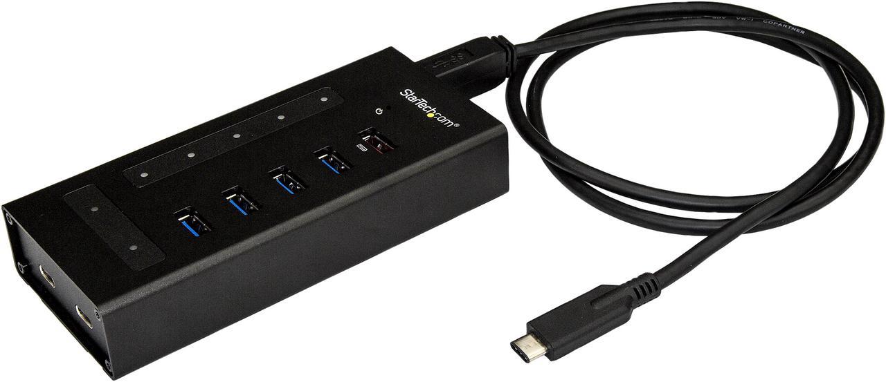 StarTech HB30C5A2CST USB-C Hub 7 Port - USB C to 5 x USB A and 2 x USB C - USB 3.0 - Mountable - Industrial - Powered USB Hub - USB Port Expander