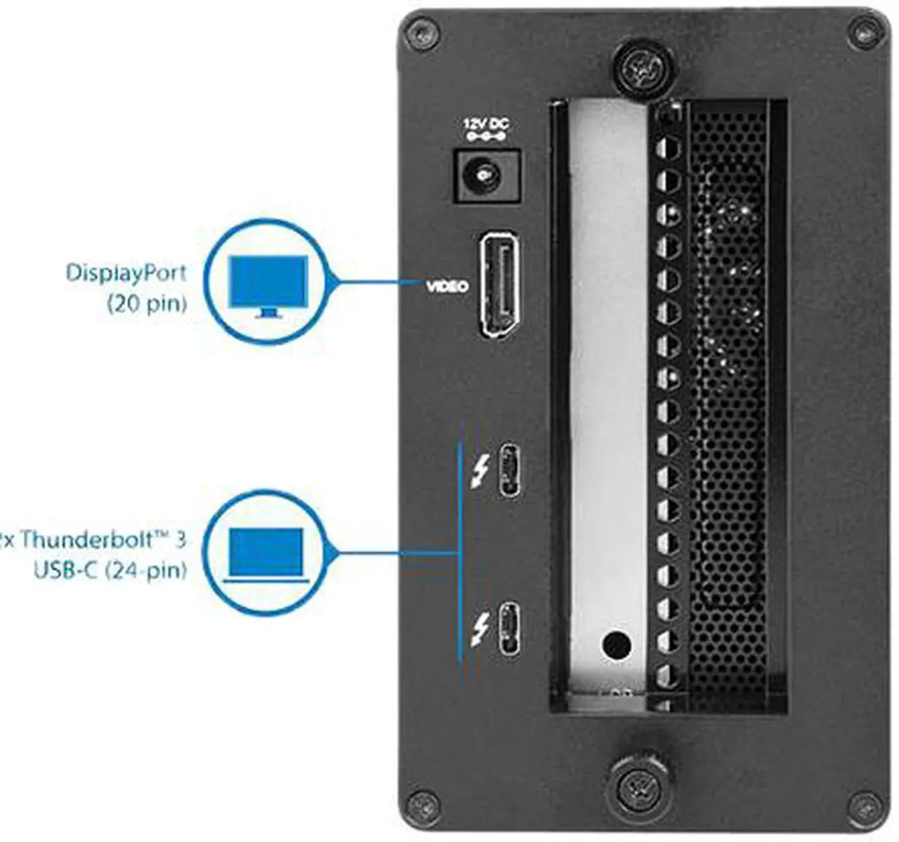 Alt view image 2 of 5 - StarTech BNDTB4M2E1 Thunderbolt 3 to M.2 PCIe Adapter - External PCIe Enclosure / Chassis plus Card - with DisplayPort Monitor Port - PCIe SSD