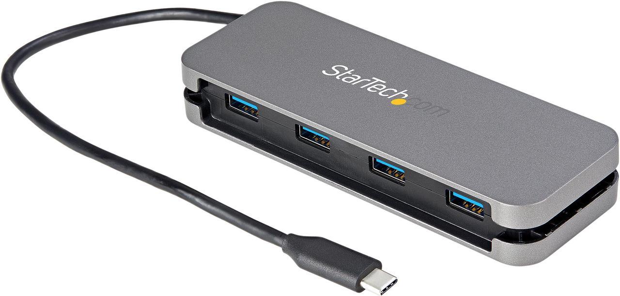 StarTech.com HB30CM4AB 4 Port USB C Hub - 4x USB-A - 5Gbps USB 3.0 Type-C Hub (USB 3.2/3.1 Gen 1) - Bus Powered Portable USB-C to USB-A Adapter Laptop Hub - 11.2" (28.5cm) Cable w/ Cable Management (HB30CM4AB)