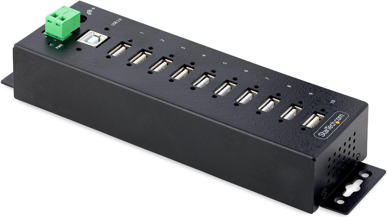 StarTech.com 10-Port Industrial USB 2.0 Hub - Rugged USB Hub w/ESD Level 4 Protection (USB210AIND-USB-A-HUB)