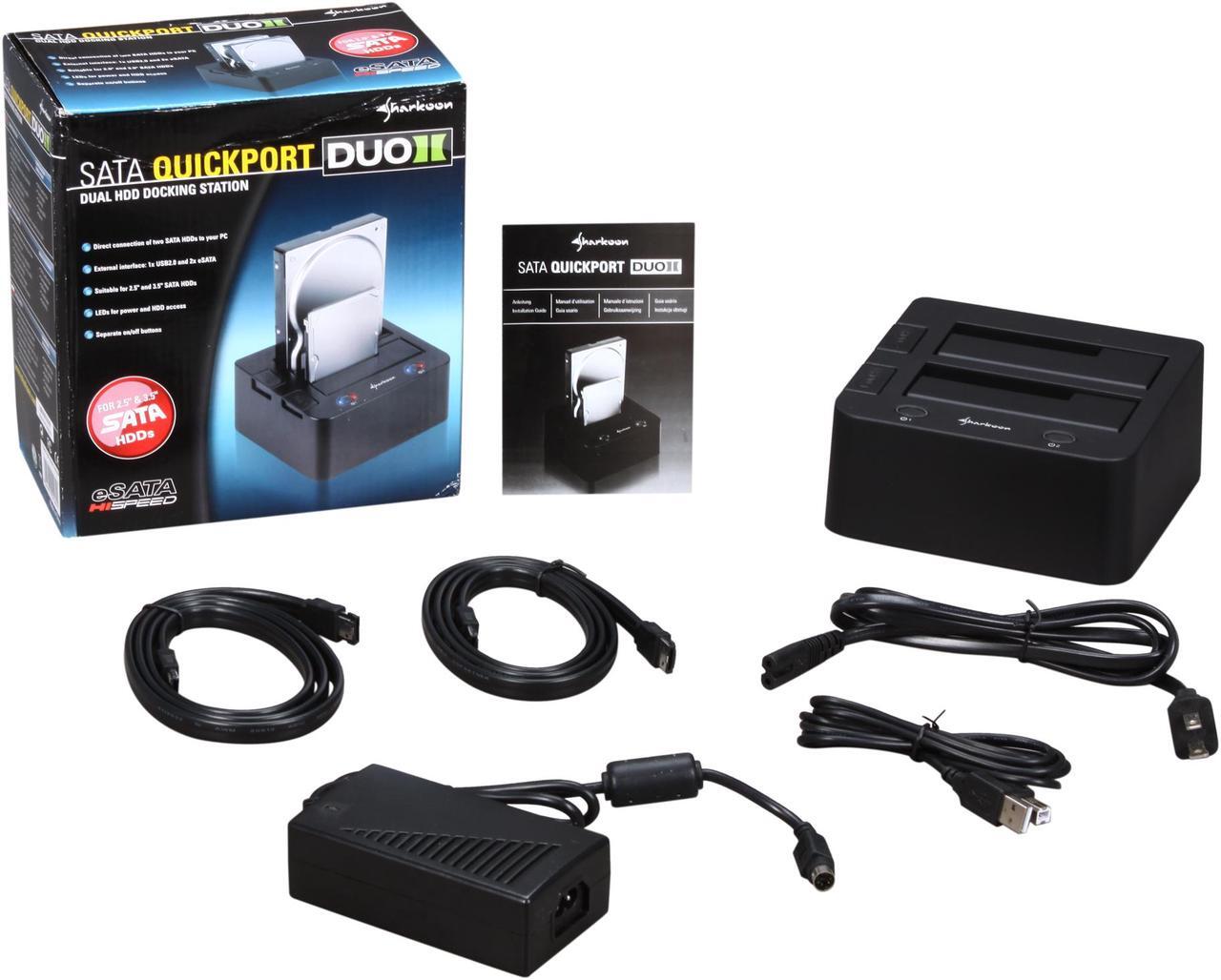 Alt view image 5 of 5 - Sharkoon SATA QuickPort Duo 2.5" & 3.5" Black SATA 1 x USB 2.0 / 2 x eSATA Hard Drive Docking