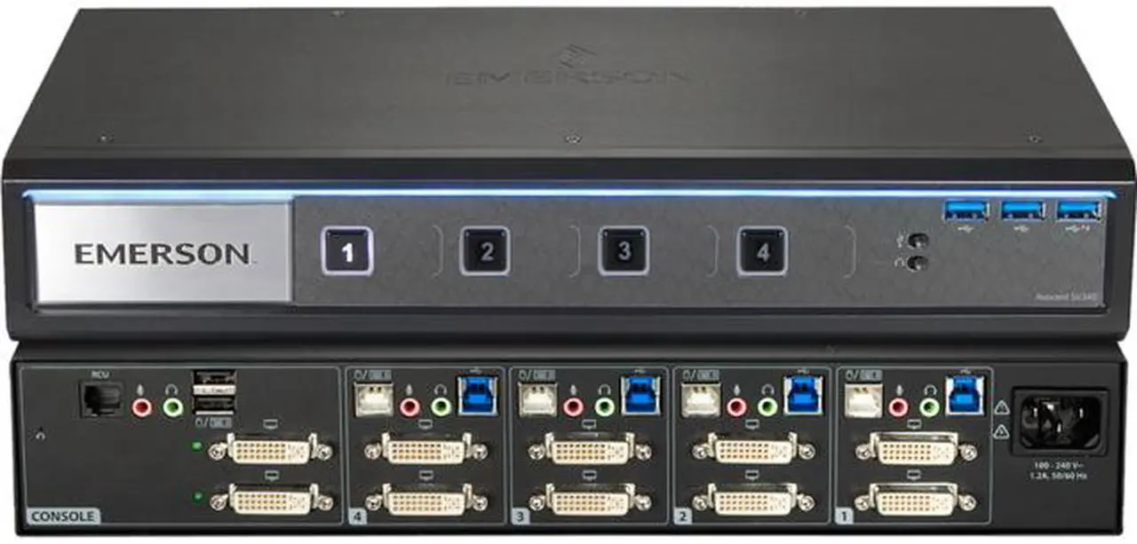 Main image of Avocent SV340-001 4-port desktop KVM, dual head DVI-I (dual-link), front panel USB 3.0, audio