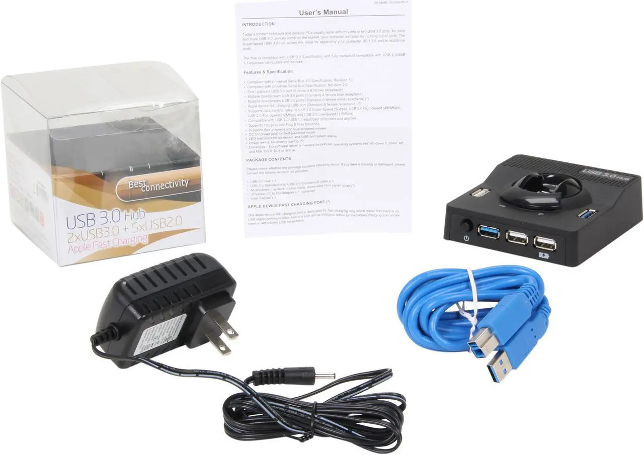 Alt view image 6 of 5 - SYBA SD-HUB20102 USB 3.0/2.0 Combo-port Hub with Fast Charging Port for iPad, iPod, iPhone and Tablet PC