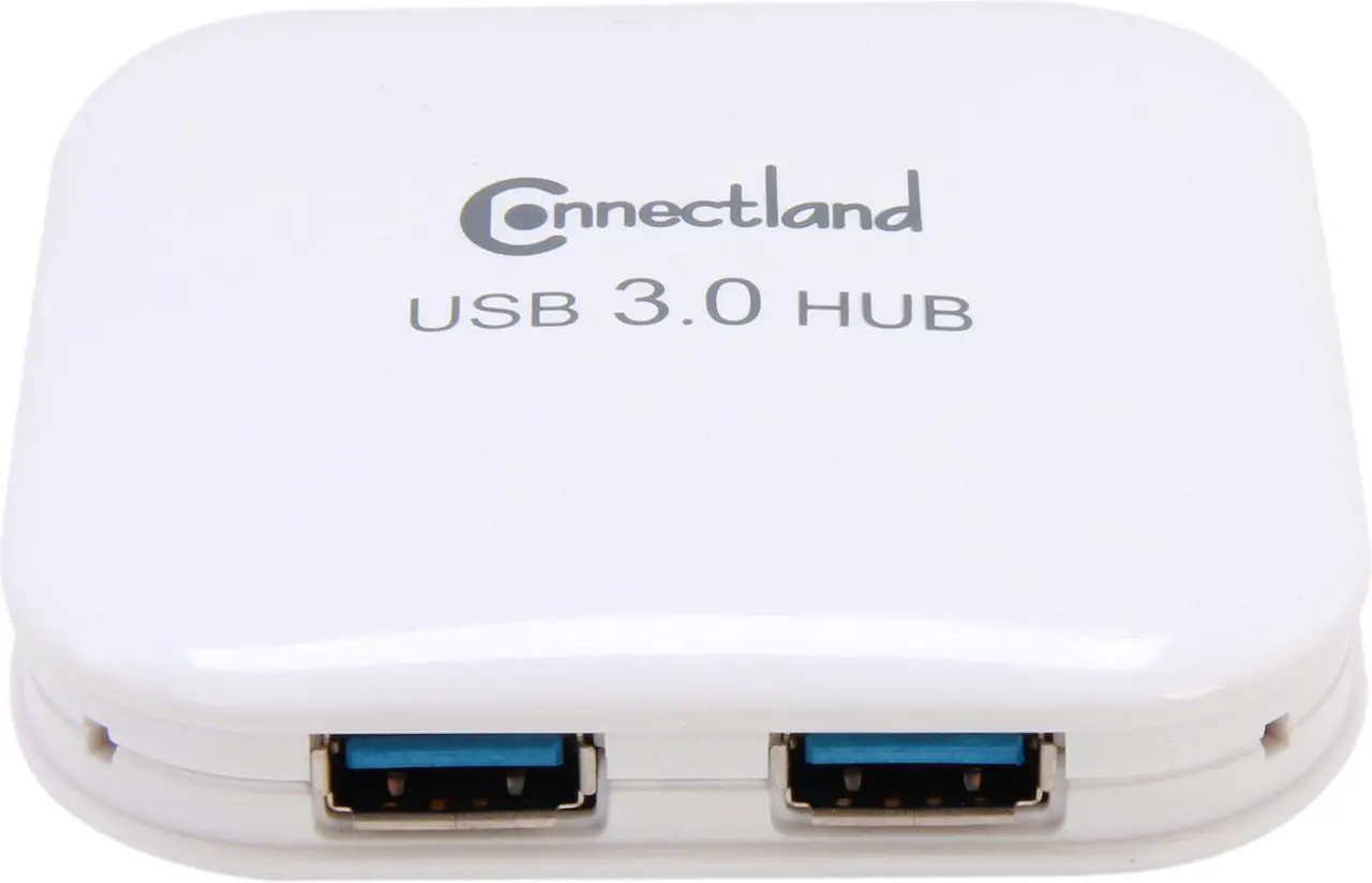 Alt view image 2 of 7 - Connectland CL-HUB20127 USB 3.0 4-port Pocket Size Hub, 5Gbps Data Rate, Free AC Adapter and Cable - White