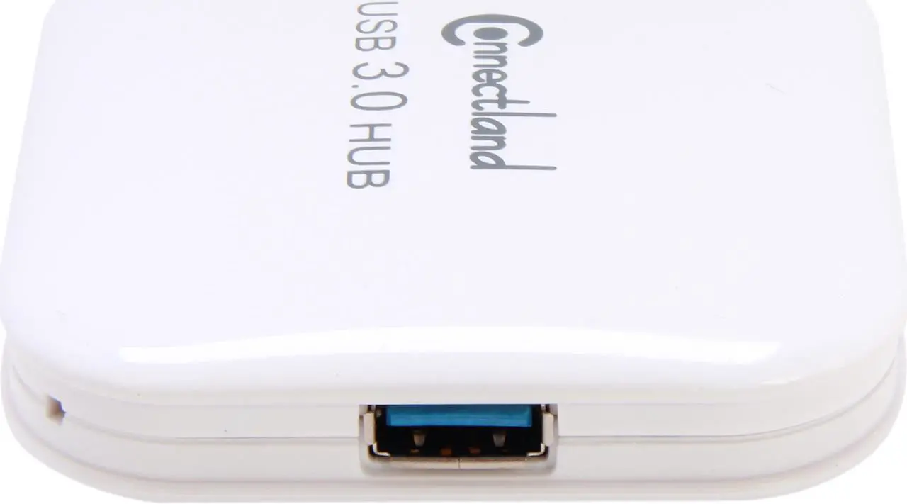 Alt view image 5 of 7 - Connectland CL-HUB20127 USB 3.0 4-port Pocket Size Hub, 5Gbps Data Rate, Free AC Adapter and Cable - White