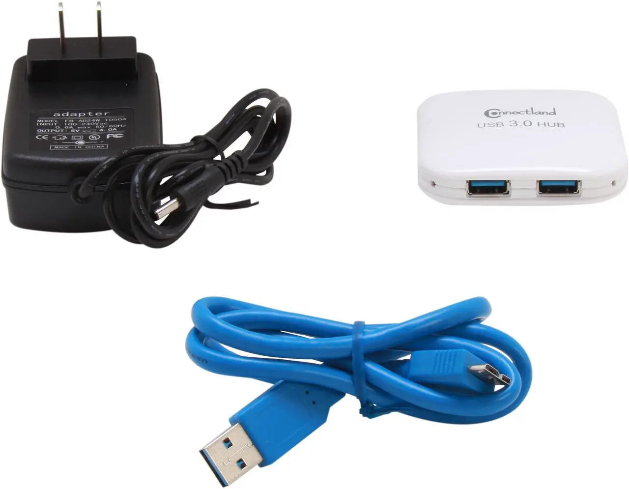 Alt view image 6 of 7 - Connectland CL-HUB20127 USB 3.0 4-port Pocket Size Hub, 5Gbps Data Rate, Free AC Adapter and Cable - White