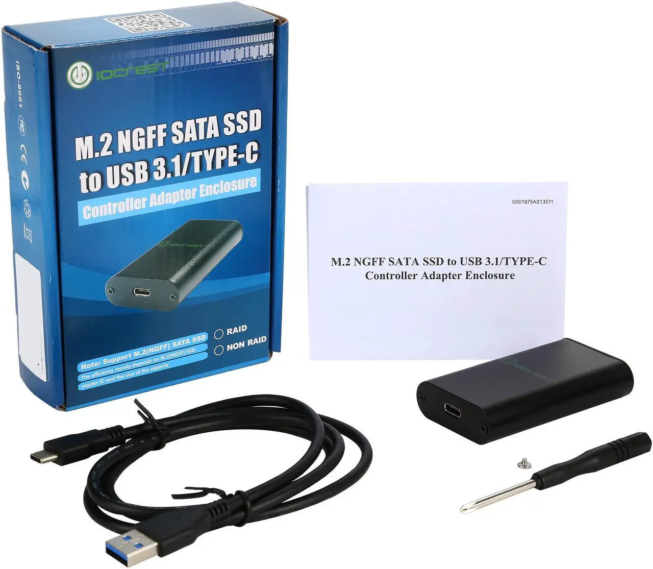 Alt view image 8 of 8 - SYBA SY-ENC25040 Black M.2 NGFF SATA SSD USB 3.1 M.2 NGFF SATA SSD to USB3.1 Enclosure