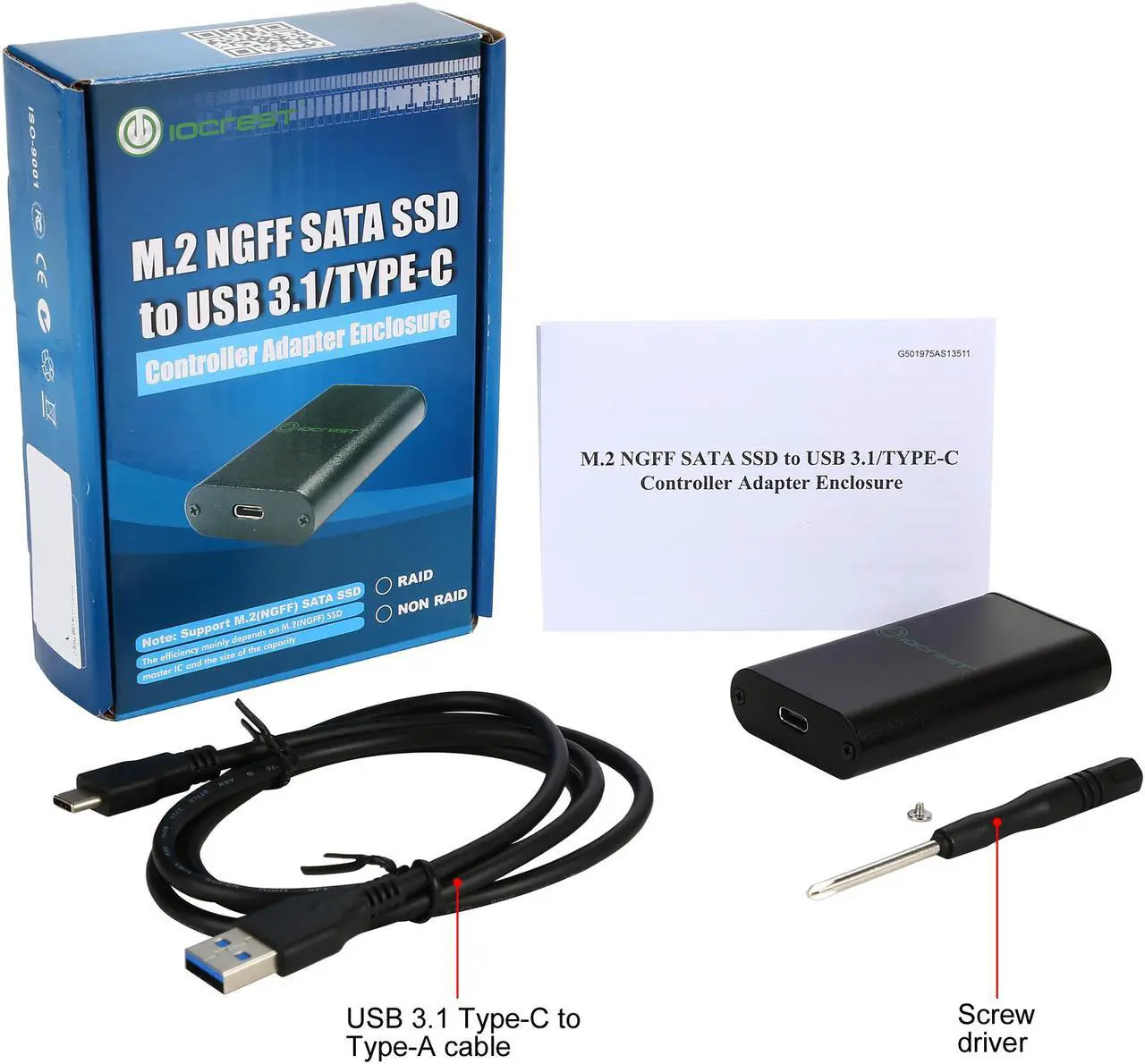 Alt view image 9 of 8 - SYBA SY-ENC25040 Black M.2 NGFF SATA SSD USB 3.1 M.2 NGFF SATA SSD to USB3.1 Enclosure
