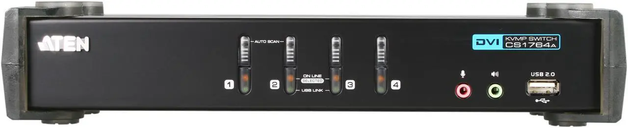 Alt view image 3 of 6 - ATEN CS1764A 4-Port USB DVI / Audio KVMP Switch