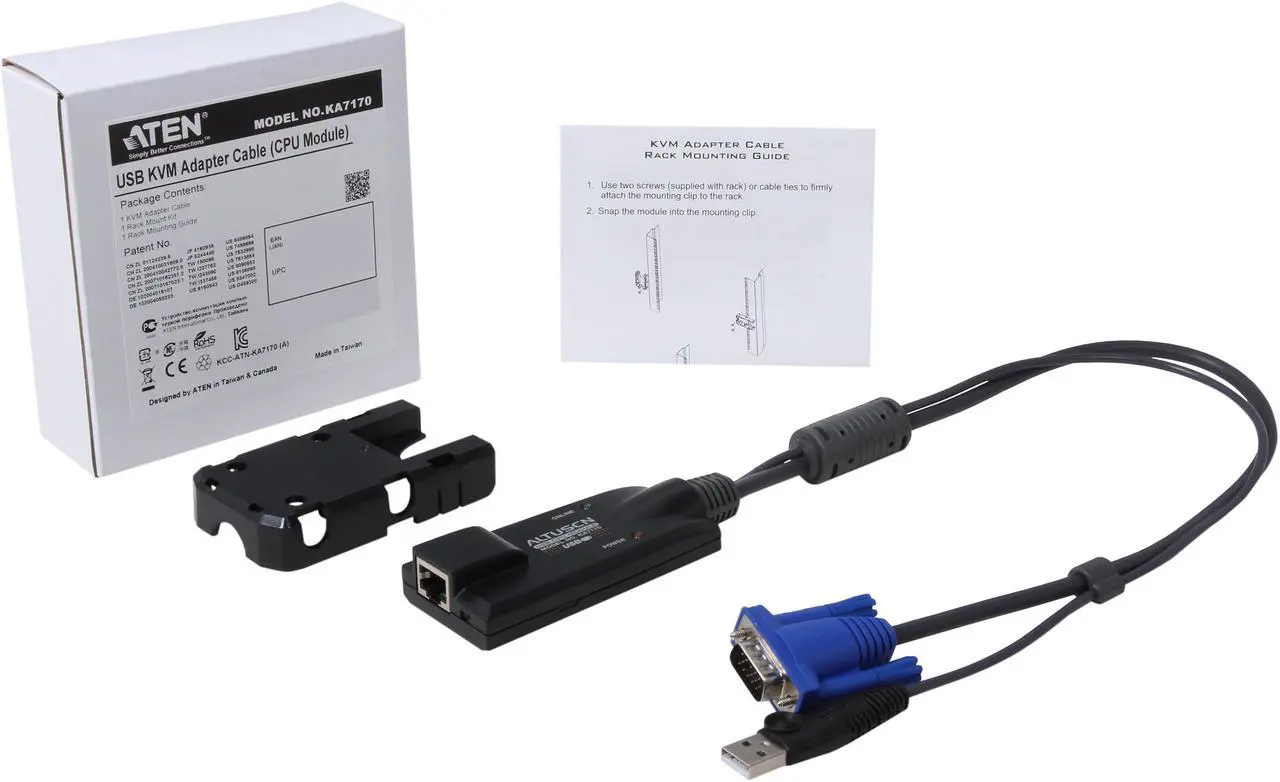 Alt view image 3 of 3 - ATEN KA7170 KVM / USB extender- RJ-45 Female Network, Type A Male USB, HD-15 Male VGA - KA7170