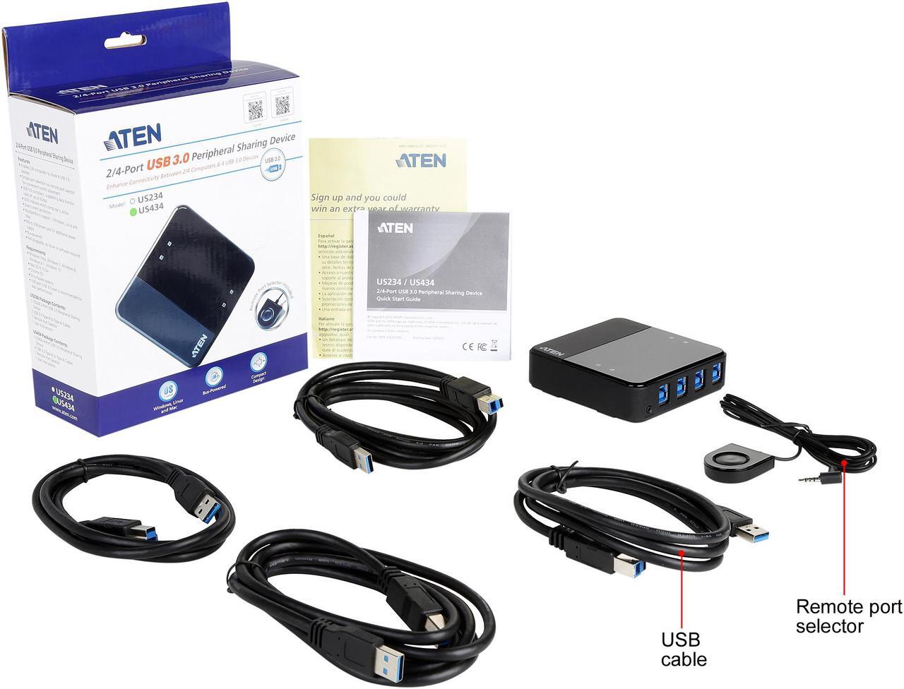 Alt view image 7 of 6 - ATEN US434 4-port USB 3.0 Peripheral Sharing Device