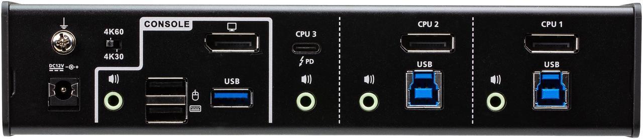 Alt view image 3 of 6 - ATEN 4K 3-Port USB-C and DisplayPort KVM Switch / Hybrid KVMP Switch (CS1953)