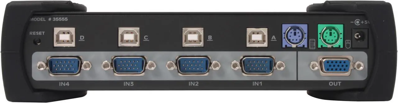 Alt view image 3 of 8 - C2G 35555 4-Port VGA/USB and PS/2 KVM Switch with Cables