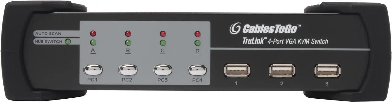 Alt view image 5 of 8 - C2G 35555 4-Port VGA/USB and PS/2 KVM Switch with Cables