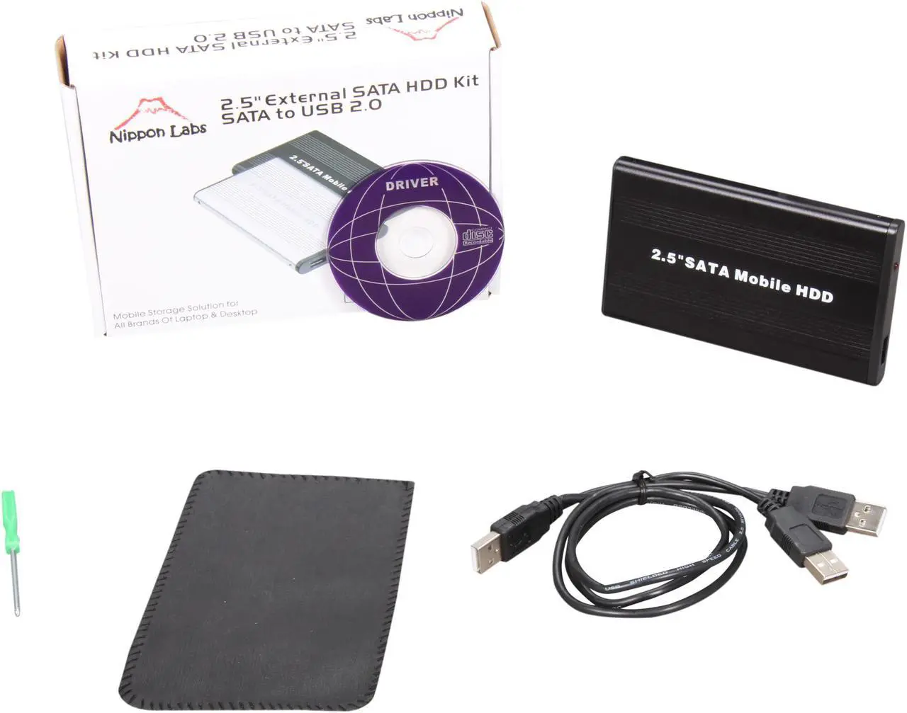 Alt view image 7 of 7 - Nippon Labs 2.5" Black SATA to USB 2.0 External Enclosure for SATA I and SATA II Hard Drive Model USB-25SATA-BK