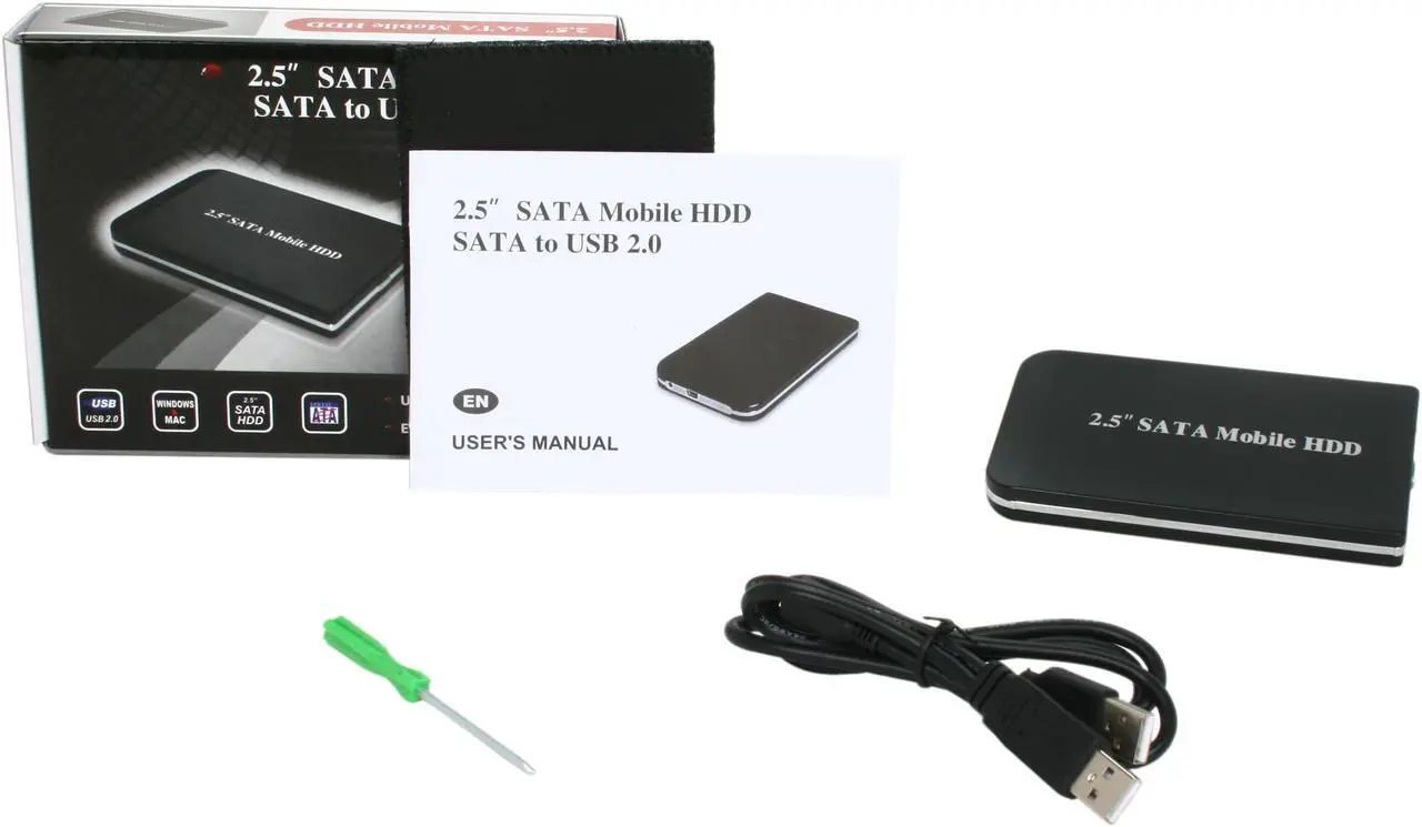 Alt view image 6 of 6 - Nippon Labs EN-25SATA-BKS Aluminum 2.5" Black SATA USB 2.0 HDD Enclosure