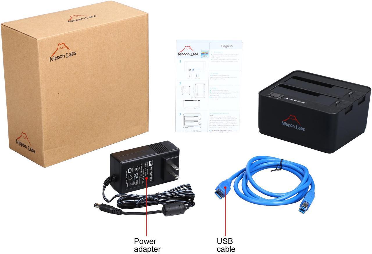 Alt view image 7 of 6 - Nippon Labs NL-ST0022A 2.5" & 3.5" SATA I/II/III USB 3.0 2-Bay Hard Drive Docking Station, Beige - OEM