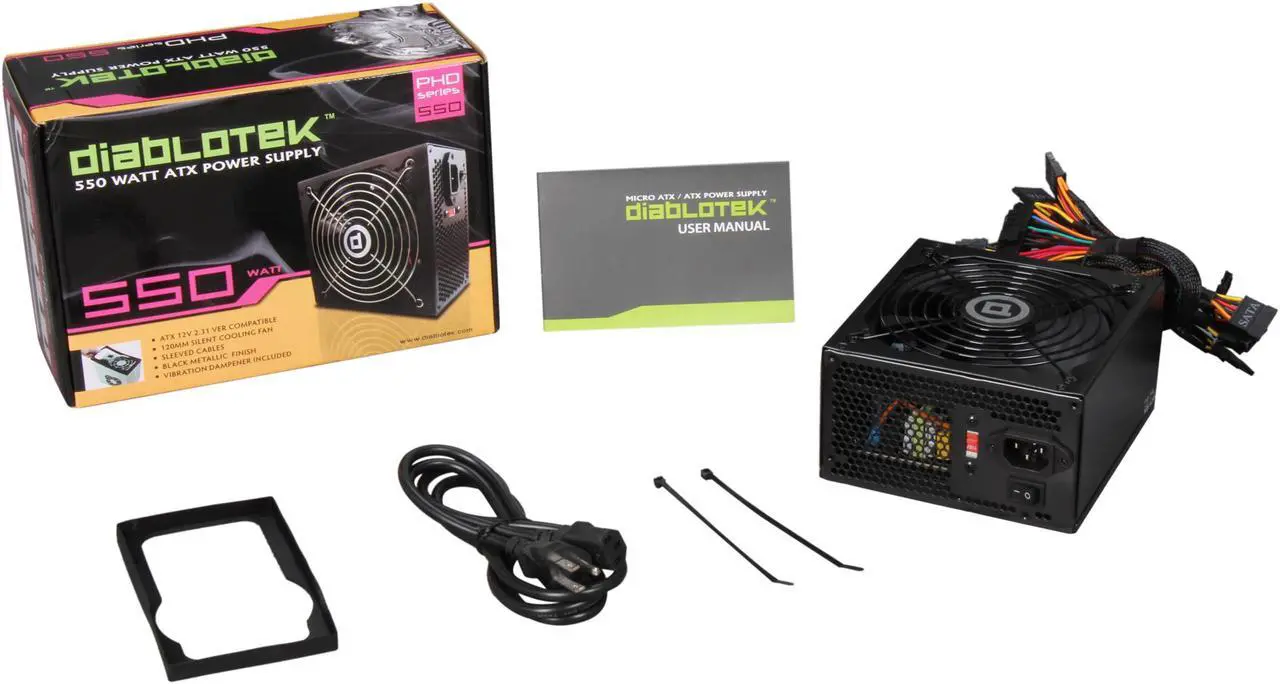 Alt view image 7 of 7 - Diablotek PHD Series PHD550 550 W ATX12V V2.2 Power Supply