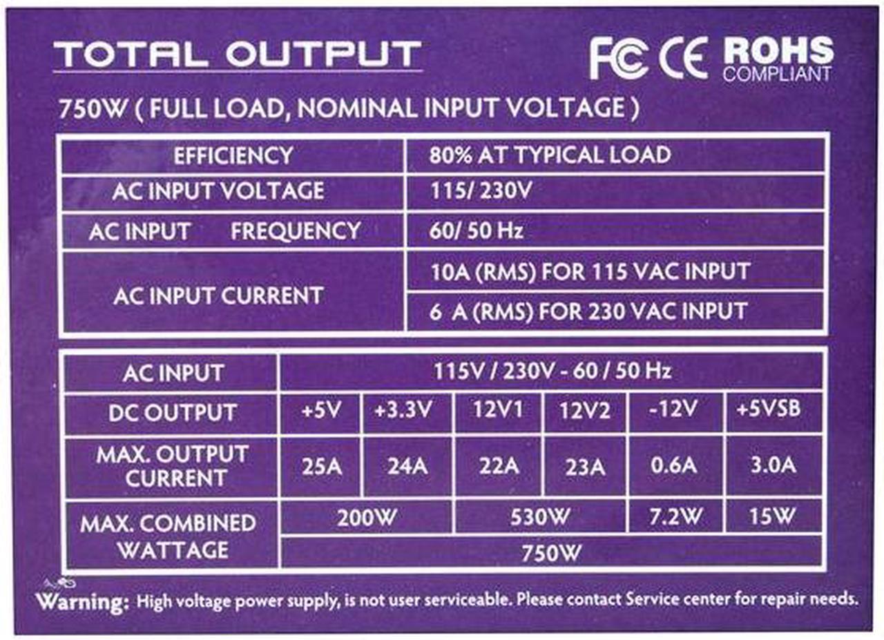 Alt view image 5 of 7 - Diablotek PHD Series PHD750 750 W ATX12V / EPS12V Power Supply