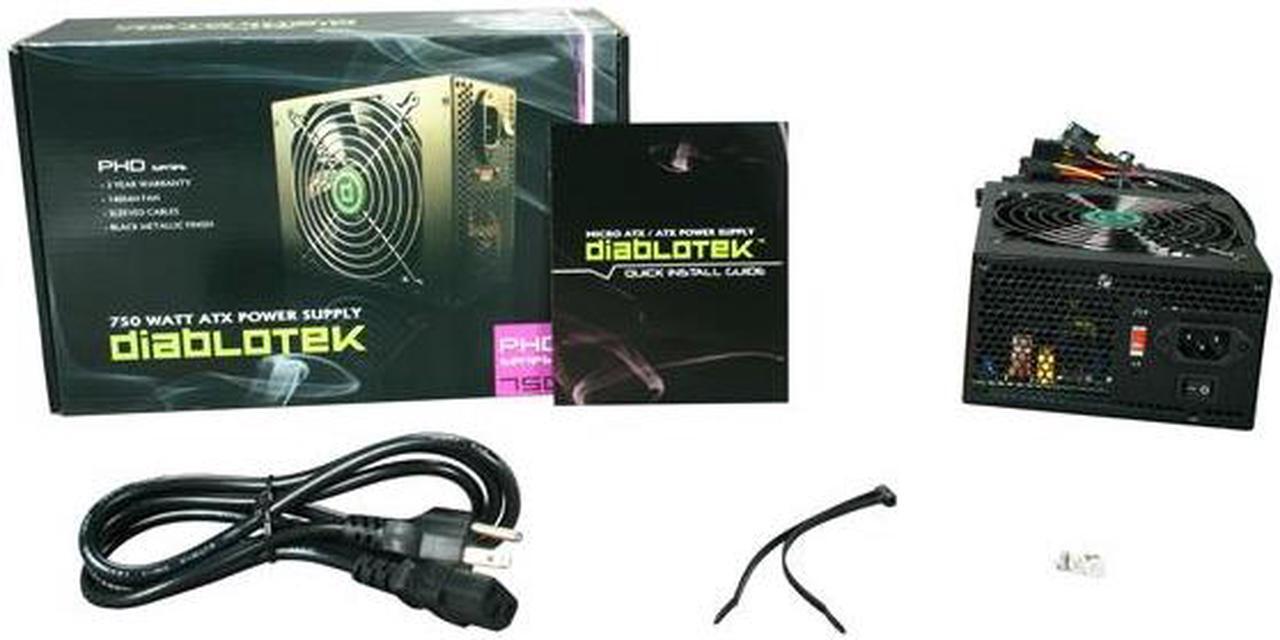 Alt view image 7 of 7 - Diablotek PHD Series PHD750 750 W ATX12V / EPS12V Power Supply