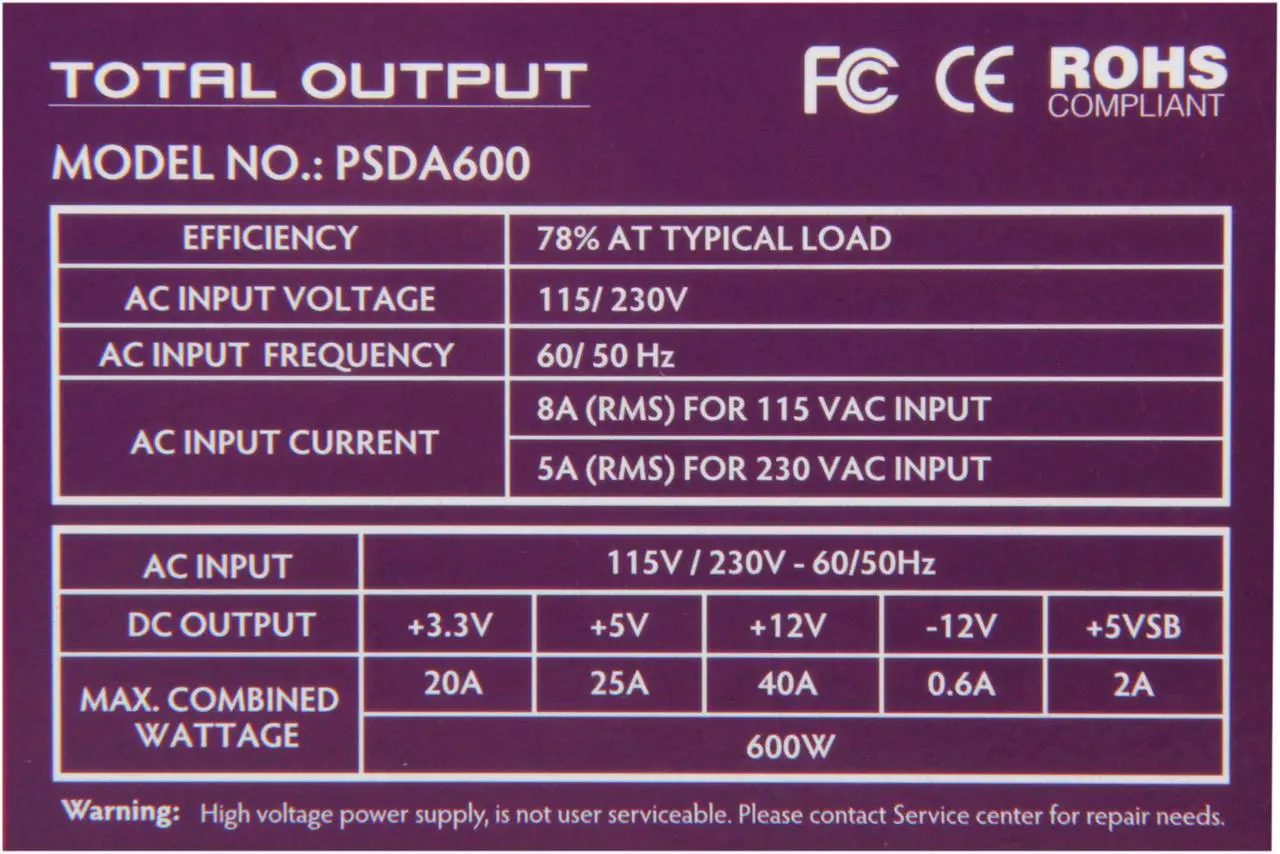 Alt view image 5 of 7 - Diablotek DA Series PSDA600 600 W ATX12V v2.2 Power Supply