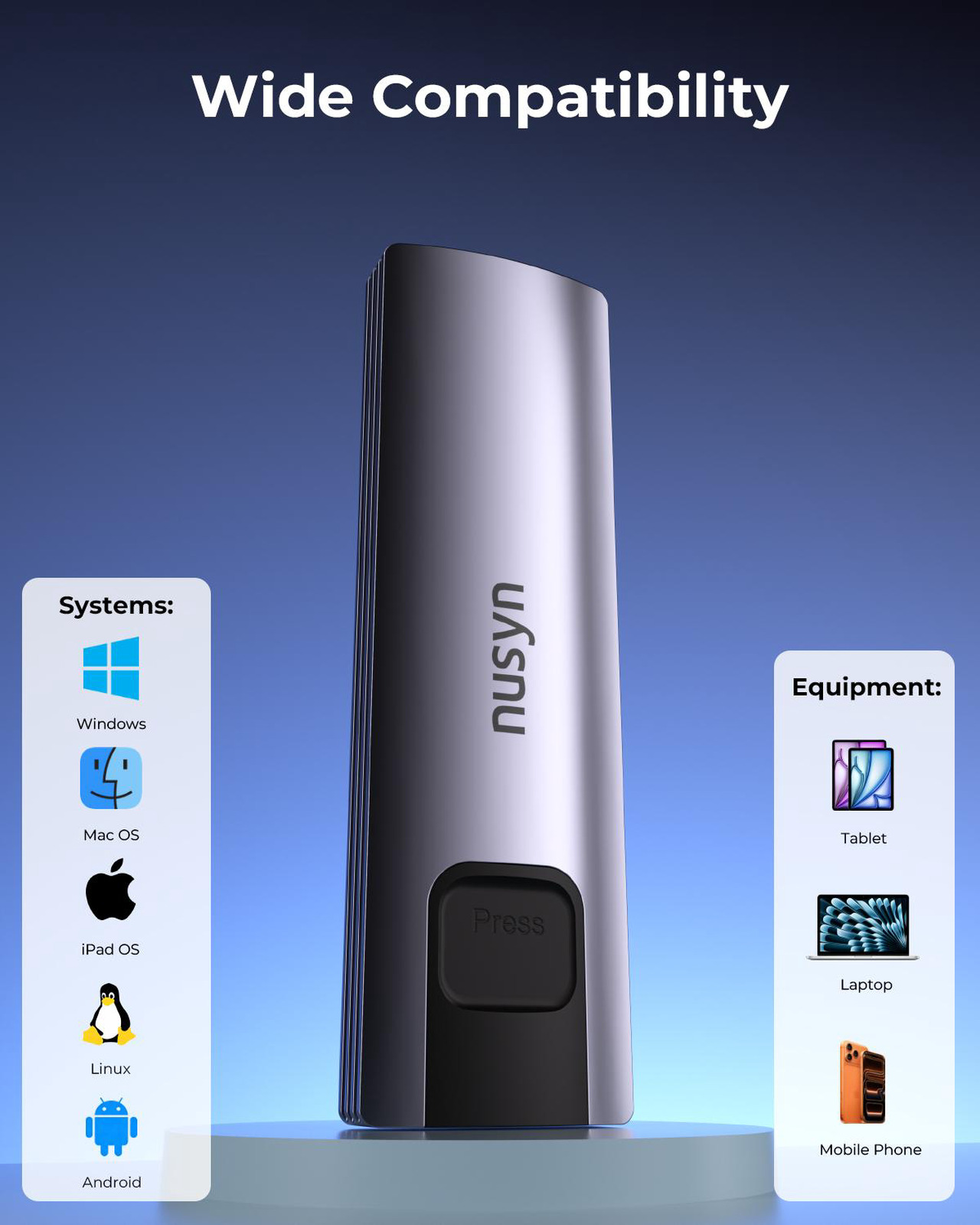 Open Box: Nusyn NSE20 10Gbps M.2 NVMe/SATA SSD Enclosure,USB-C External Hard Drive Case, Tool-Free Installation, Plug & Play, Aluminum Housing, Compatible with Windows, Mac, Linux, iOS & Android (NSE20GRK) - Newegg.com - Open Box condition - Image 9