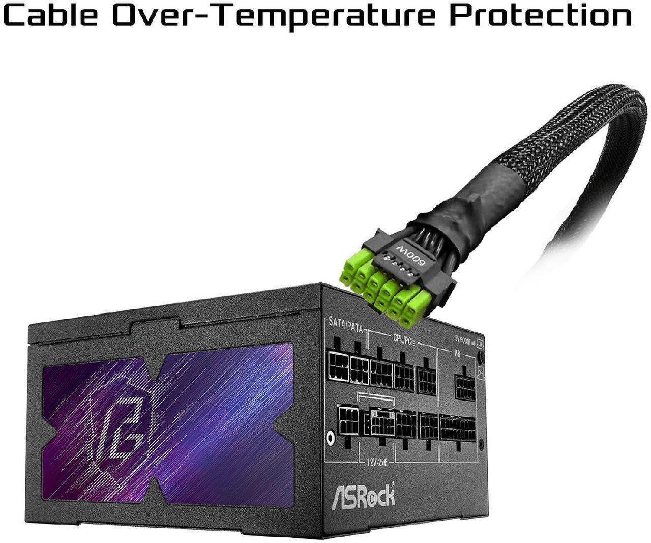 Alt view image 4 of 10 - ASRock Phantom Gaming PG-850G 850W 80 PLUS GOLD & Cybenetics PLATINUM Full Modular Power Supply, ATX3.1 & PCIe5.1 Ready with Dual Color 12V-2x6 Cable, 10 Years Warranty