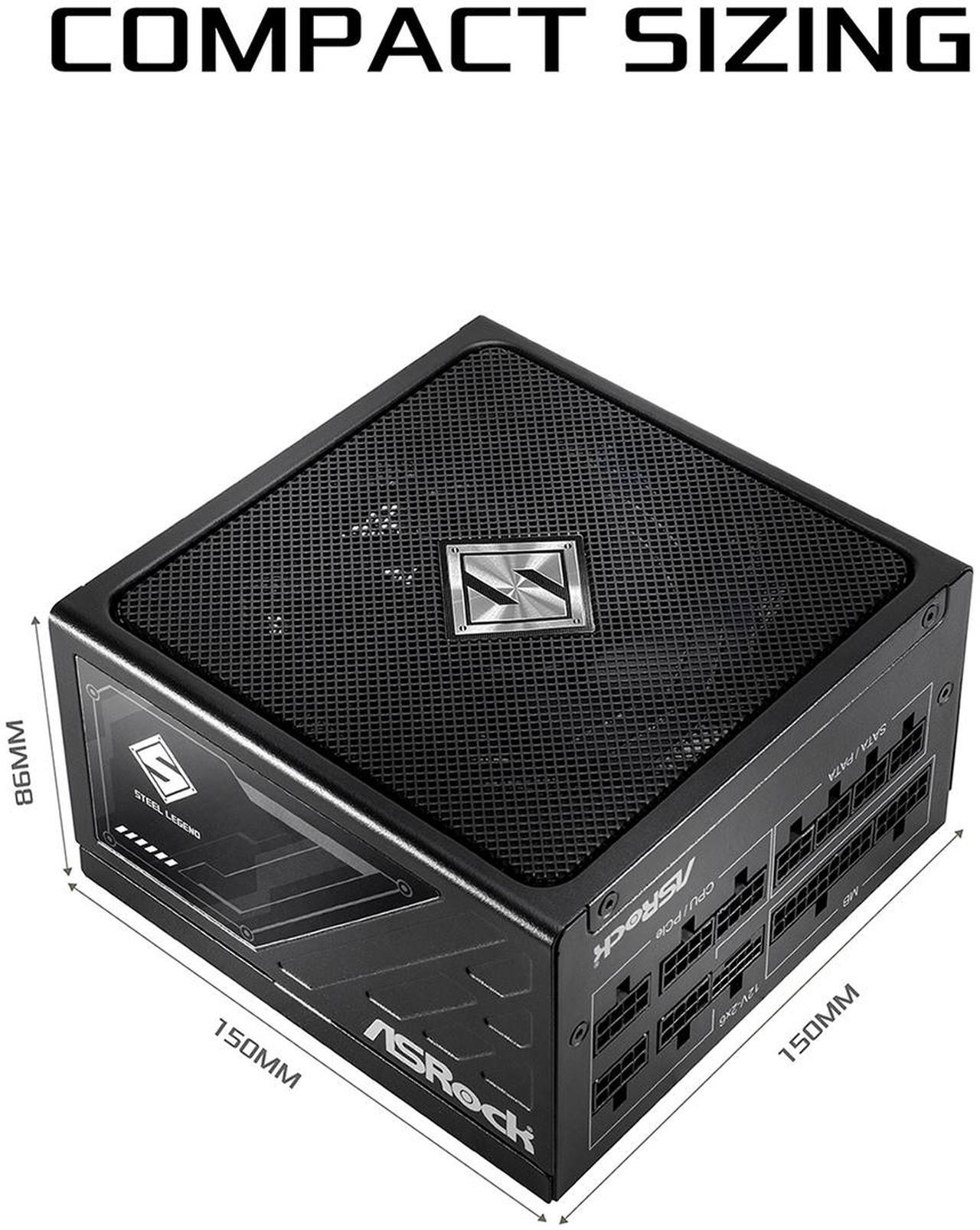 Alt view image 2 of 9 - ASRock Steel Legend SL-1000G 1000W 80 PLUS GOLD & Cybenetics PLATINUM Full Modular Power Supply, ATX3.1 & PCIe5.1 Ready with Dual Color 12V-2x6 Cable, 10 Years Warranty