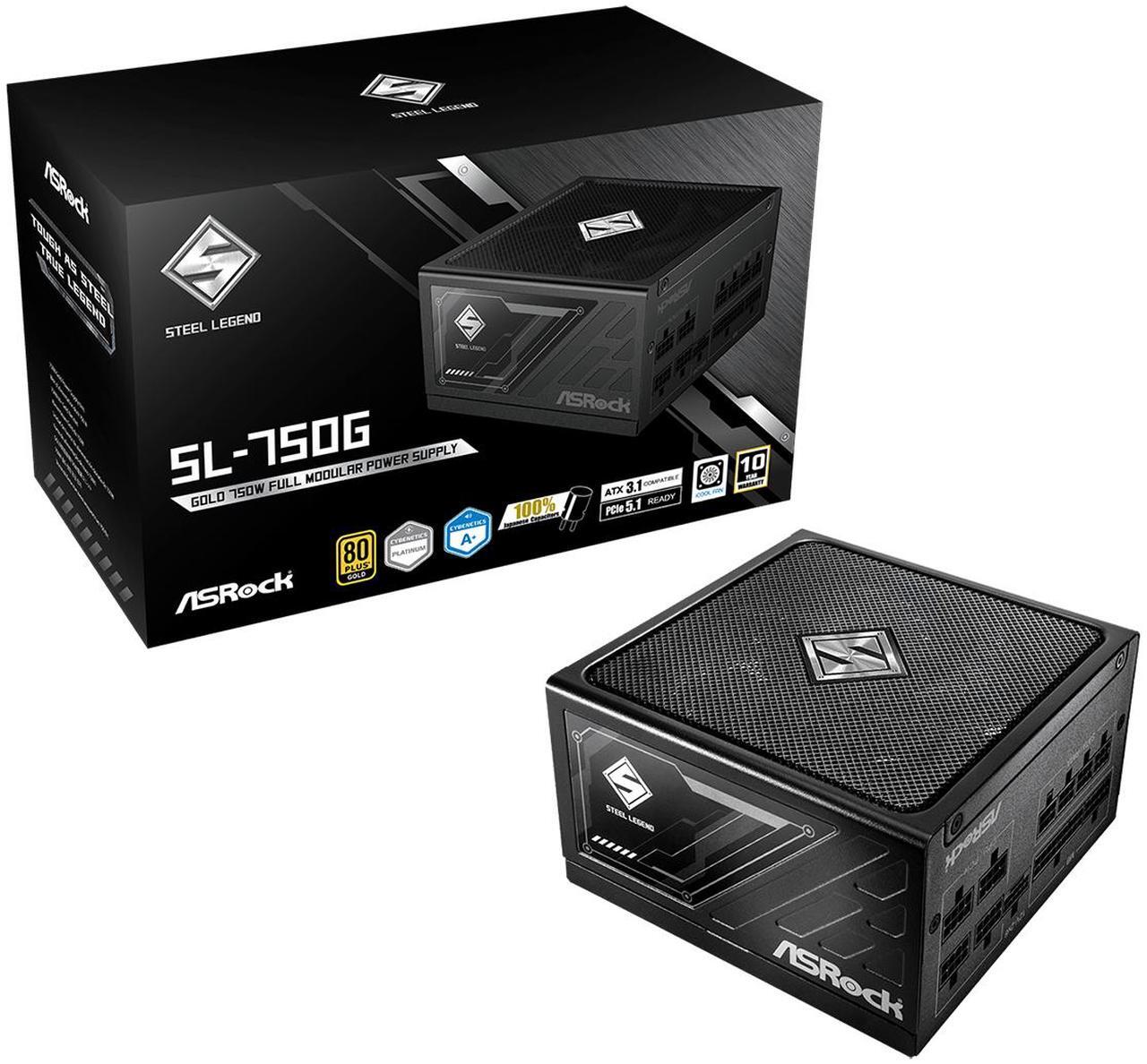 Alt view image 9 of 9 - ASRock Steel Legend SL-750G 750W 80 PLUS GOLD & Cybenetics PLATINUM Full Modular Power Supply, ATX3.1 & PCIe5.1 Ready with Dual Color 12V-2x6 Cable, 10 Years Warranty