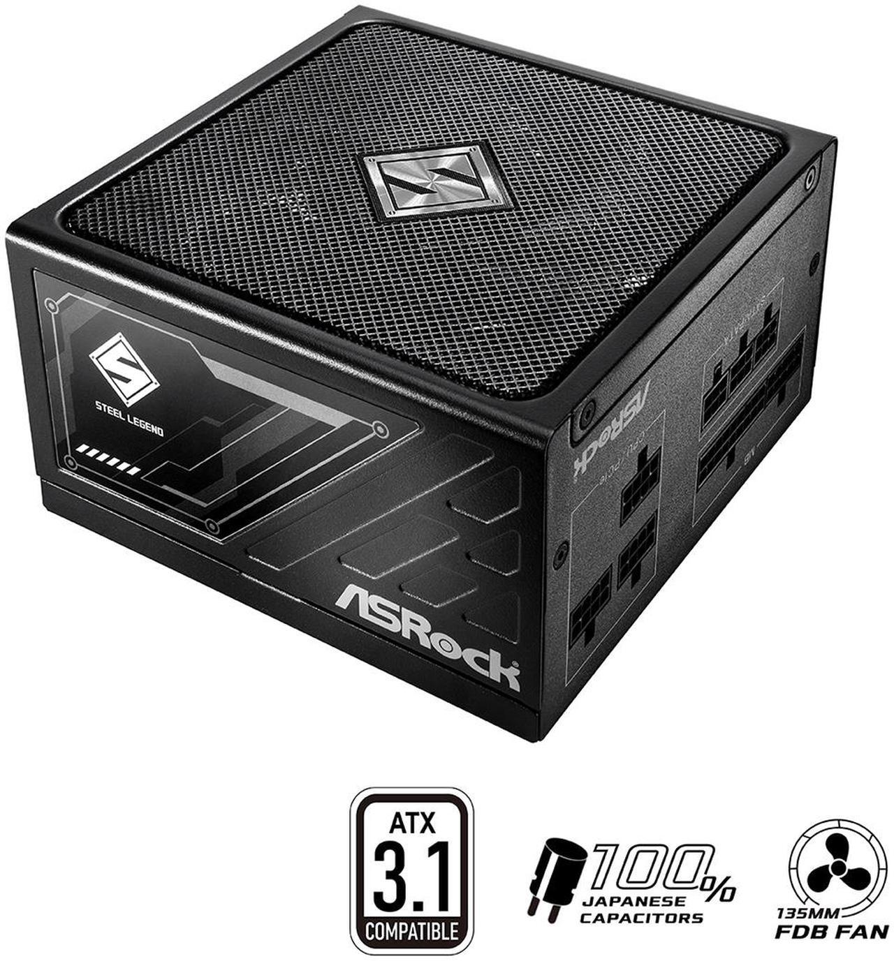 Main image of ASRock Steel Legend SL-650G 650W 80 PLUS GOLD & Cybenetics PLATINUM Full Modular Power Supply, ATX3.1 Ready, 10 Years Warranty