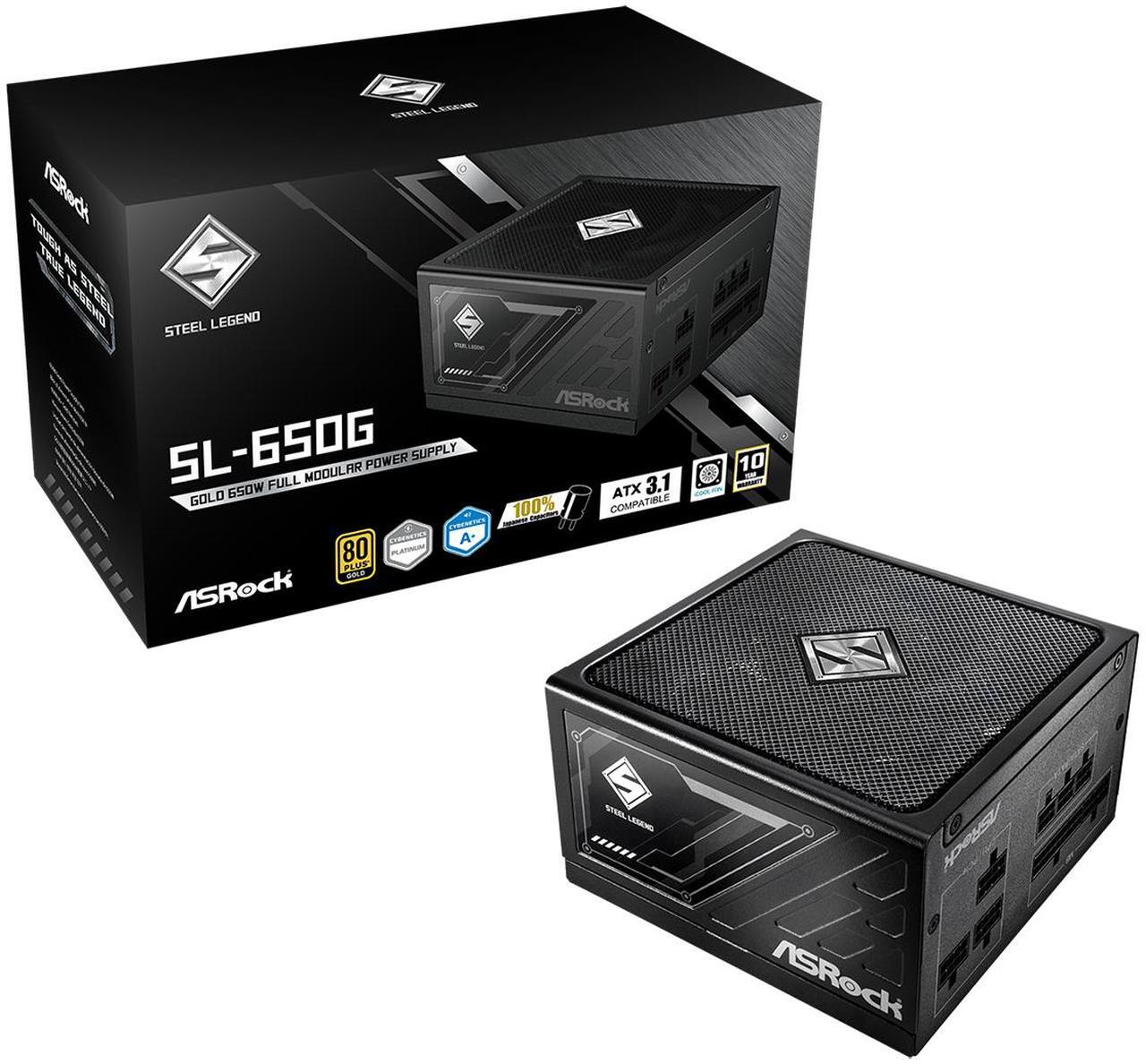Alt view image 9 of 9 - ASRock Steel Legend SL-650G 650W 80 PLUS GOLD & Cybenetics PLATINUM Full Modular Power Supply, ATX3.1 Ready, 10 Years Warranty