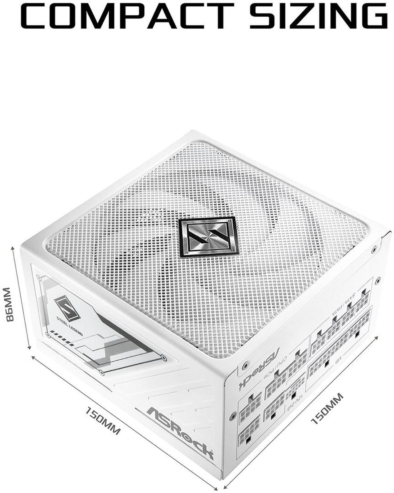 Alt view image 2 of 9 - ASRock Steel Legend SL-850GW 850W 80 PLUS GOLD & Cybenetics PLATINUM Full Modular Power Supply, ATX3.1 & PCIe5.1 Ready with Dual Color 12V-2x6 Cable, 10 Years Warranty, White Edition