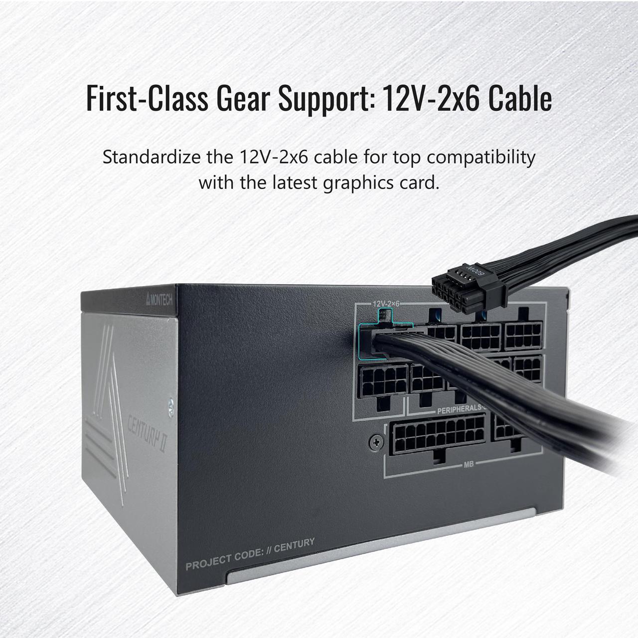 Alt view image 4 of 7 - MONTECH CENTURY II - 850W High-End ATX Gaming Power Supply - 80 Plus Gold & Cybenetics Platinum - Fully Modular -  ATX 3.1 & PCIe 5.1 Ready with 12V-2x6 Cable - 10 Years Warranty