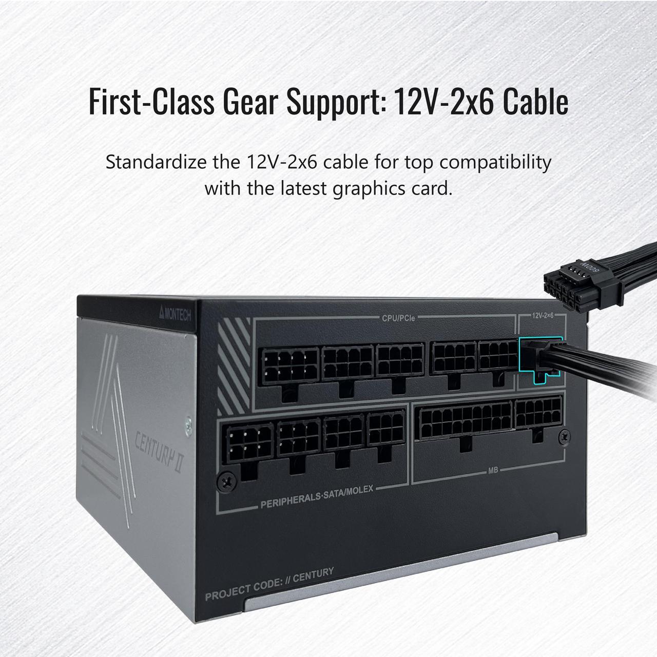 Alt view image 4 of 7 - MONTECH CENTURY II - 1200W High-End ATX Gaming Power Supply - 80 Plus Gold & Cybenetics Platinum - Fully Modular -  ATX 3.1 & PCIe 5.1 Ready with 12V-2x6 Cable - 10 Years Warranty