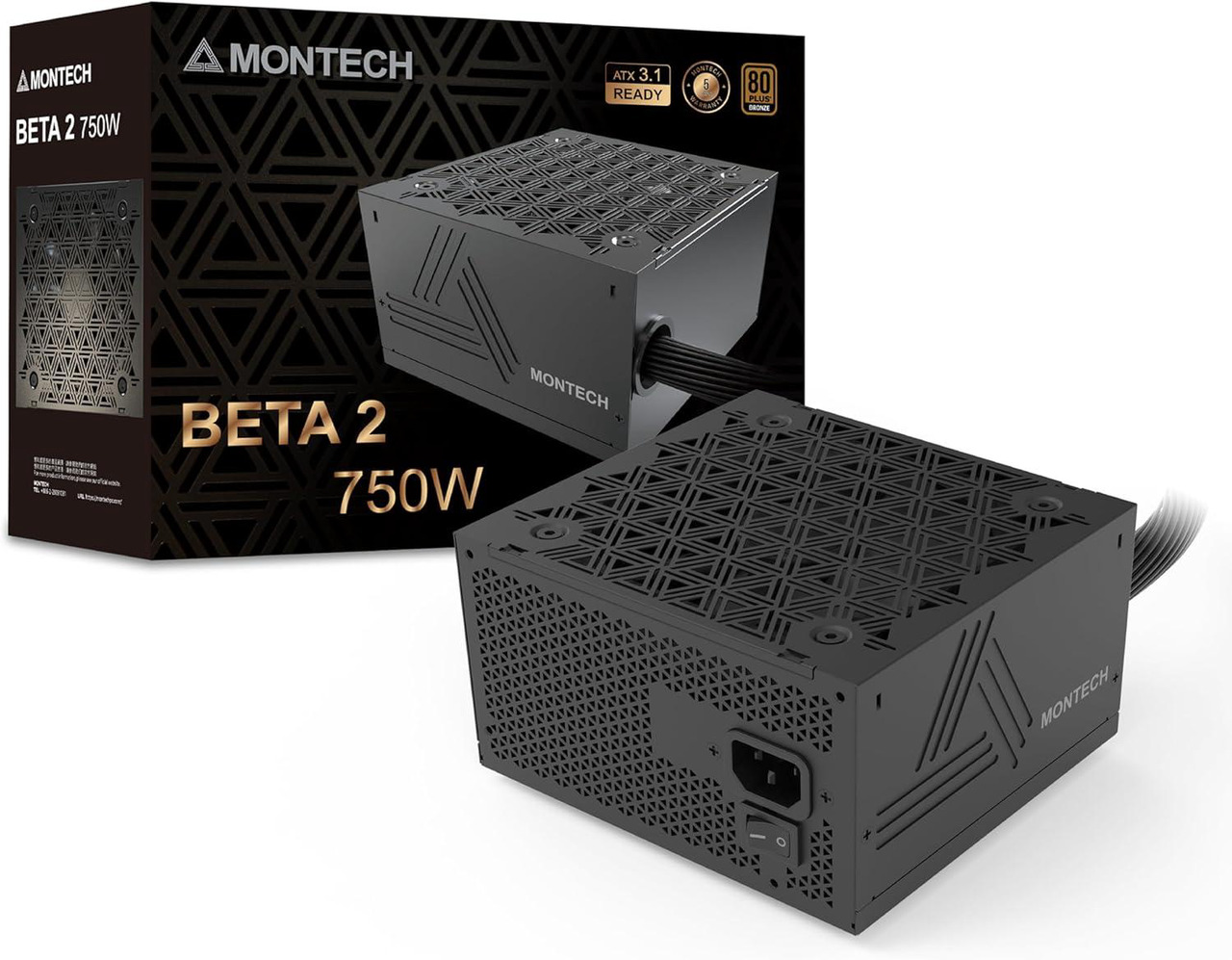 Open Box: MONTECH BETA 2 750W Power Supply, ATX 3.1 Ready, 80+ Bronze Certified, DC-to-DC Stability, Industrial Japanese Main Capacitor, Full Protection Suite (BETA2750W) - Newegg.com - Open Box condition - Image 11