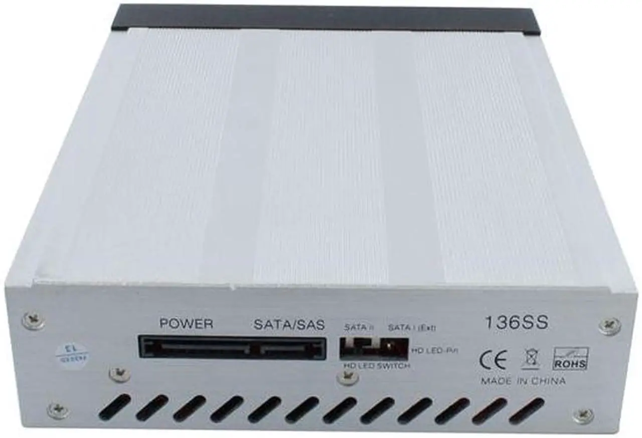Alt view image 4 of 10 - SNT SNT-SAC136B 3.5" to 5.25" SAS/SATA Mobile Rack Hot-swap Aluminum Removable Hard Drive Kit w/ 80mm fan
