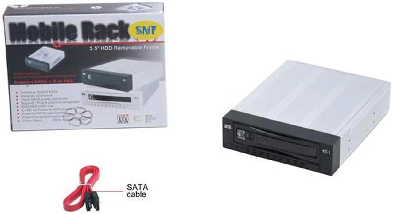 Alt view image 10 of 10 - SNT SNT-SAC136B 3.5" to 5.25" SAS/SATA Mobile Rack Hot-swap Aluminum Removable Hard Drive Kit w/ 80mm fan