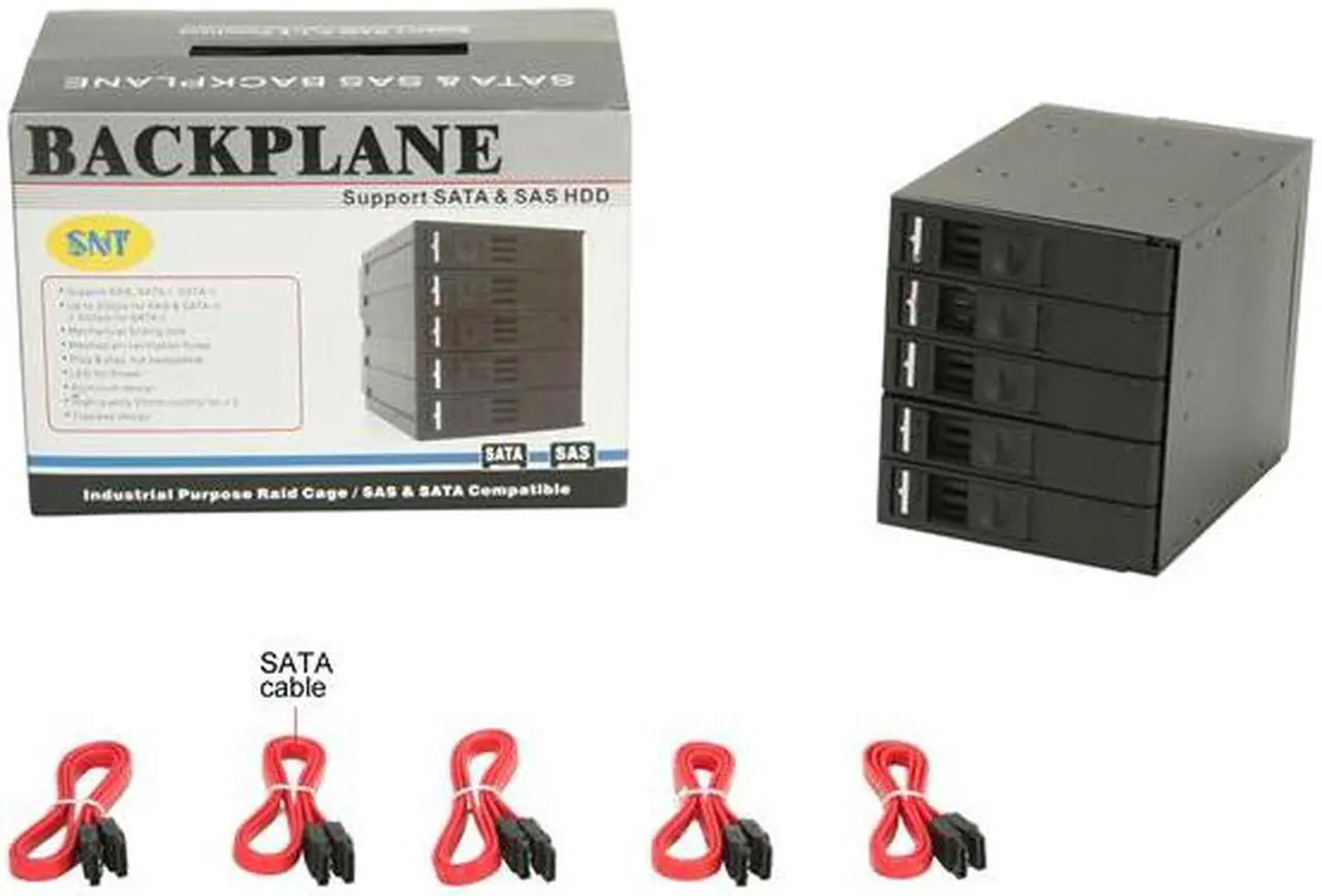 Alt view image 10 of 10 - SNT SNT-SAC3051TL 5 x 3.5" HDD in 3 x 5.25" Bay SAS/SATA Trayless Backplane Hot Swap RAID Cage