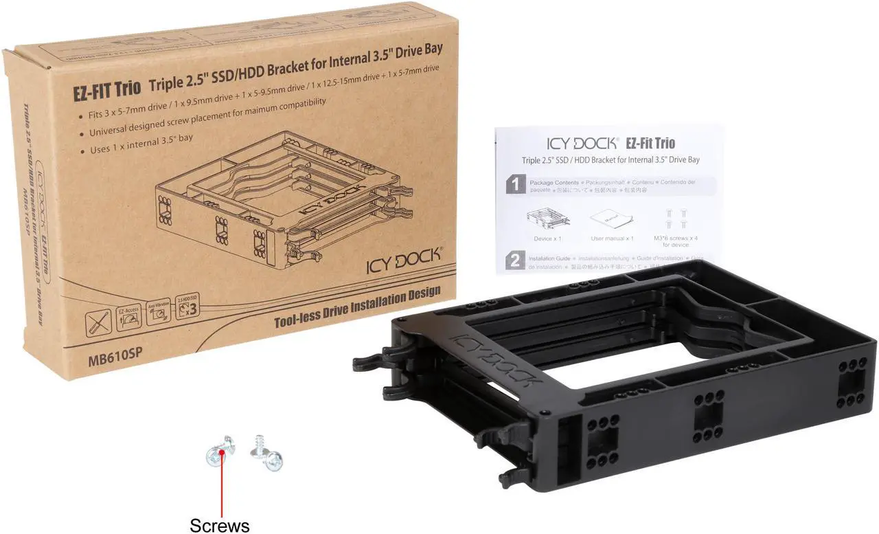 Alt view image 8 of 7 - ICY DOCK Triple 2.5 SSD / HDD Bracket / Mount / Adapter / Kit for Internal 3.5 Drive Bay - EZ-FIT Trio MB610SP