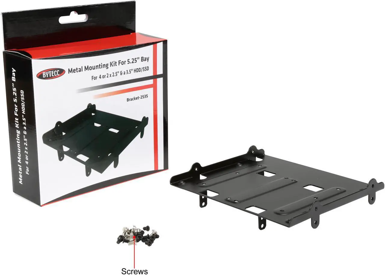 Alt view image 6 of 5 - BYTECC BRACKET-2535 Metal Mounting Kit for 5.25" Bay for 4 or 2 x 2.5" & a 3.5" HDD/SSD