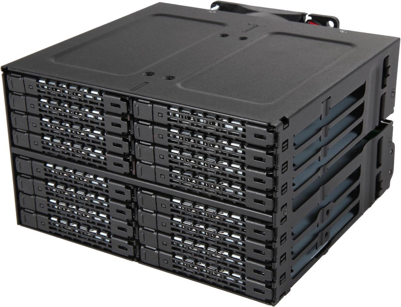 Main image of ICY DOCK ToughArmor MB516SP-B Rugged Full Metal 16 Bay 2.5" SAS/SATA SSD/HDD Backplane Cage for 2x External 5.25" Bay