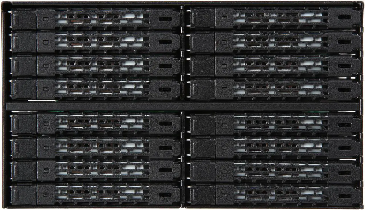 Alt view image 3 of 7 - ICY DOCK ToughArmor MB516SP-B Rugged Full Metal 16 Bay 2.5" SAS/SATA SSD/HDD Backplane Cage for 2x External 5.25" Bay
