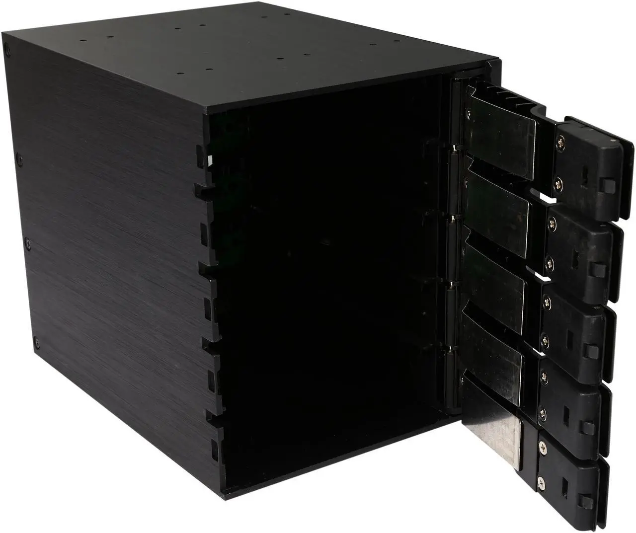 Alt view image 7 of 7 - Athena Power BP-TLA3051SAC 3.5" HDD Trayless Hot-Swap Backplane Module Converts 3 X 5.25" to 5 X 3.5" SAS/SATA 6Gb/s HDD (Vertical) - Aluminum Cage & Tray w/ Security Keylock, 80mm Fan & LED Indicator - OEM