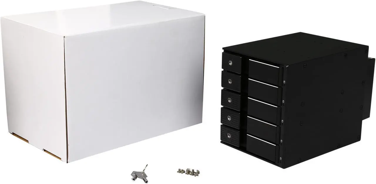 Alt view image 8 of 7 - Athena Power BP-TLA3051SAC 3.5" HDD Trayless Hot-Swap Backplane Module Converts 3 X 5.25" to 5 X 3.5" SAS/SATA 6Gb/s HDD (Vertical) - Aluminum Cage & Tray w/ Security Keylock, 80mm Fan & LED Indicator - OEM