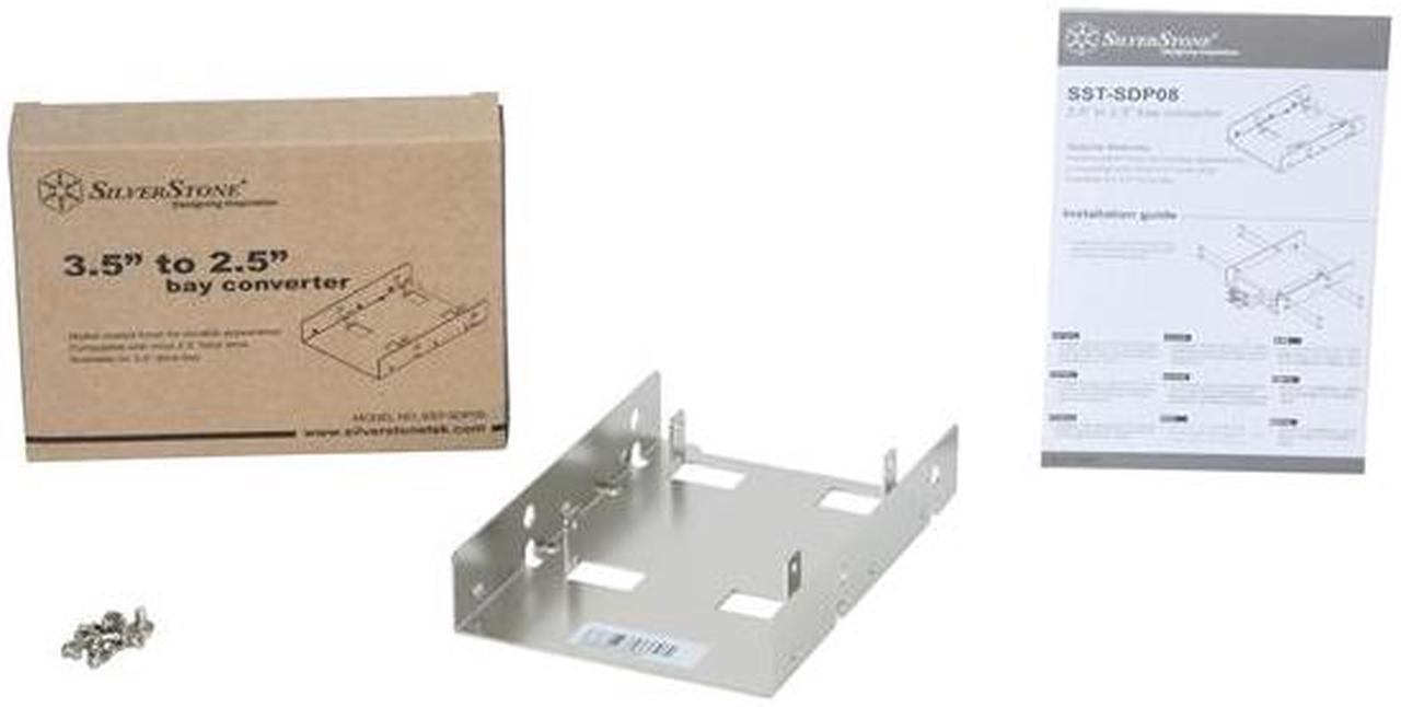 Alt view image 4 of 4 - SilverStone SST-SDP08 3.5" to 2x 2.5" Bay Converter (Nickel-coated)