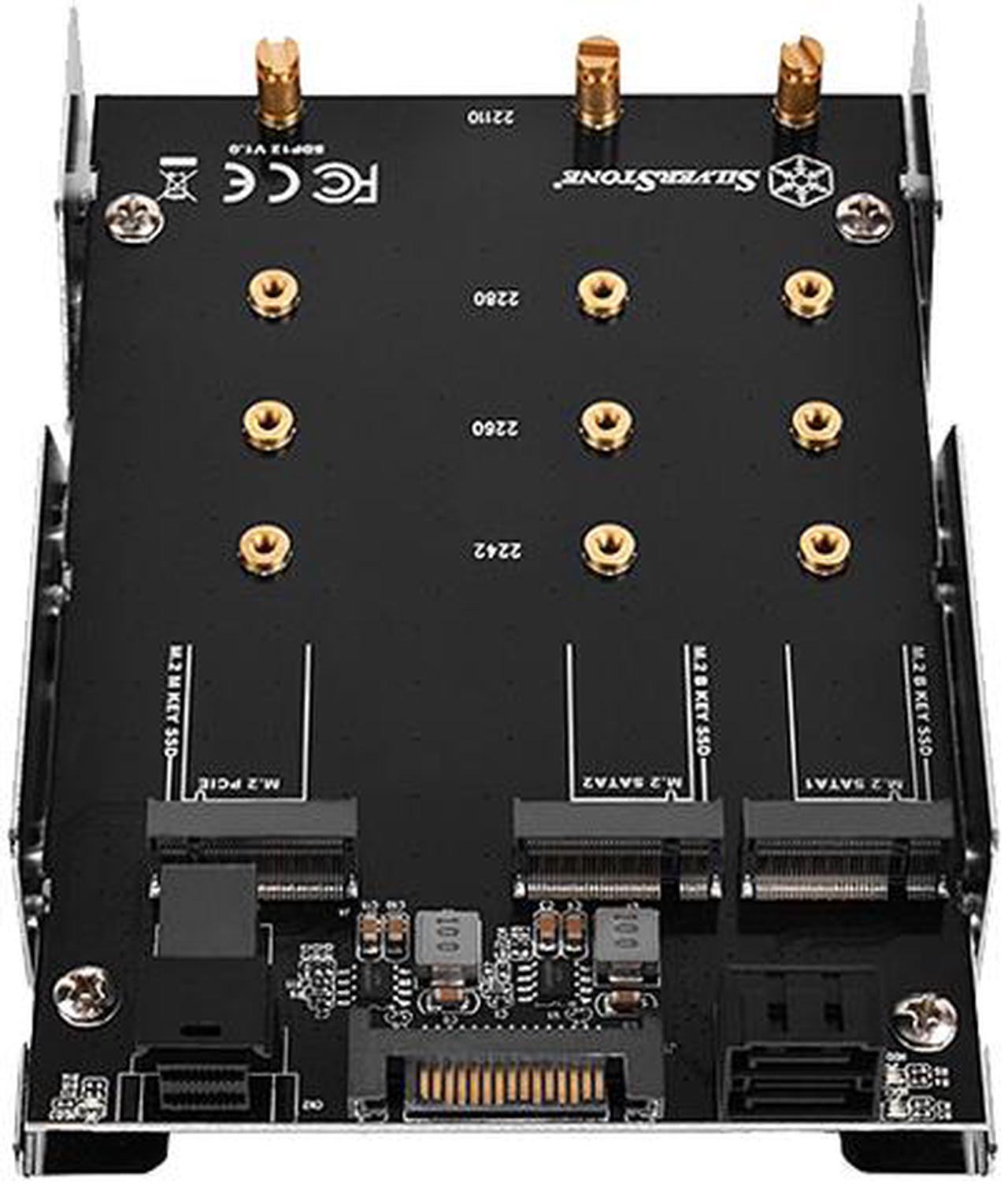 Main image of SilverStone SDP12 3.5" Device Bay to Two SATA M.2 SSDs and One NVMe M.2 SSD Adapter