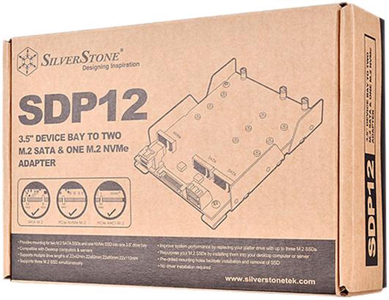 Alt view image 9 of 9 - SilverStone SDP12 3.5" Device Bay to Two SATA M.2 SSDs and One NVMe M.2 SSD Adapter