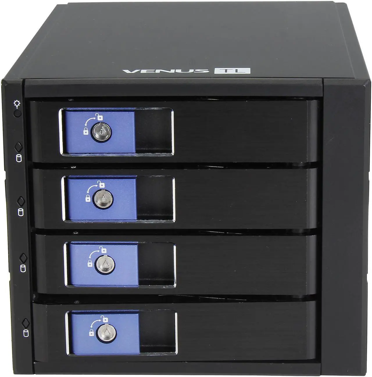 Alt view image 3 of 7 - AMS DS-346TL-BLUE 4in3 Trayless SATA/SAS backplane Module with Blue handle