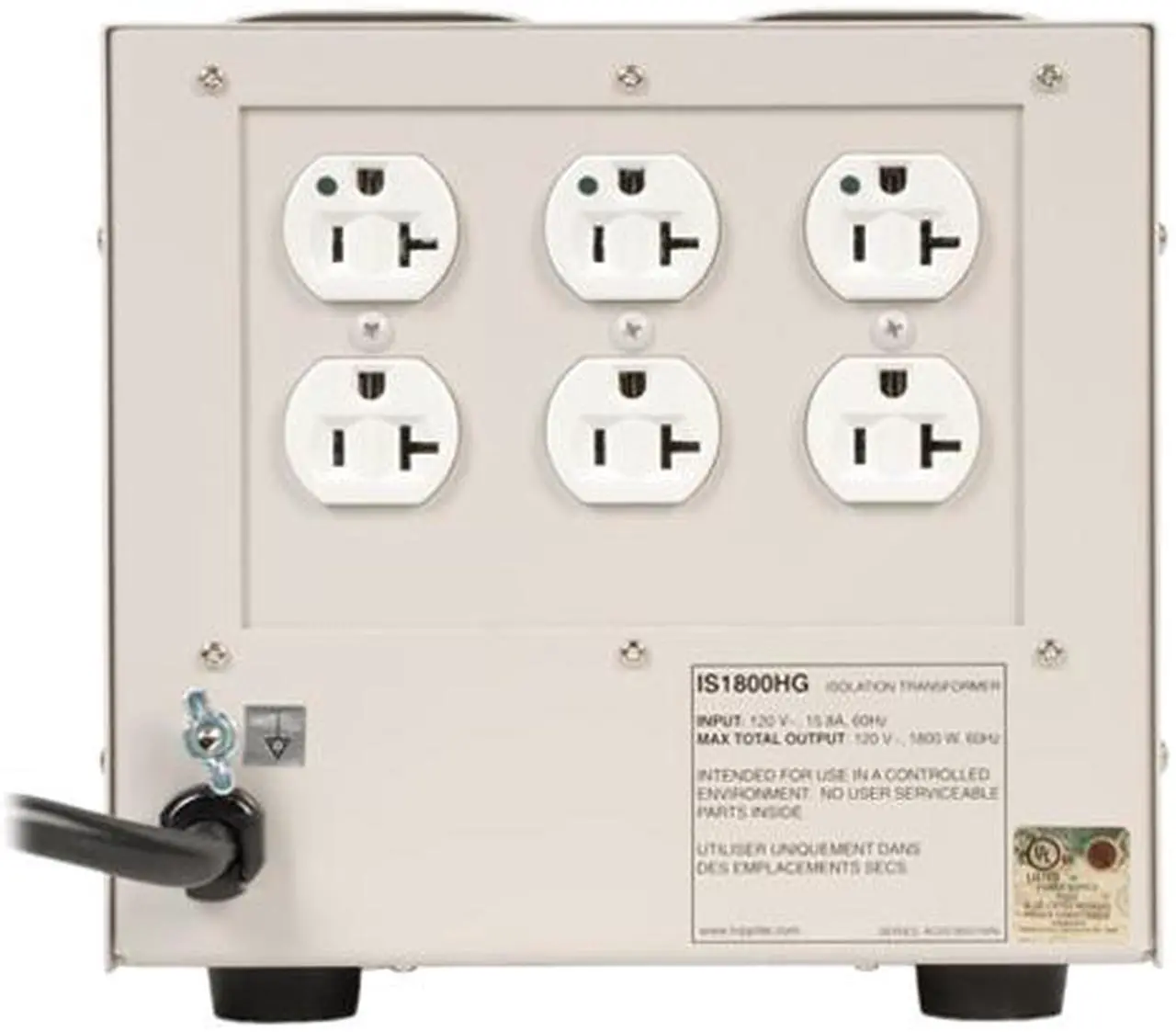 Alt view image 4 of 8 - Tripp Lite Isolation Transformer 1800W Medical Surge 120V 6 Outlet Taa Gsa