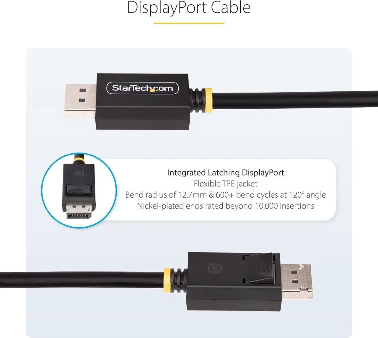 Alt view image 3 of 6 - StarTech 6ft DisplayPort 2.1 Cable VESA Certified DP40 DisplayPort Cable Black